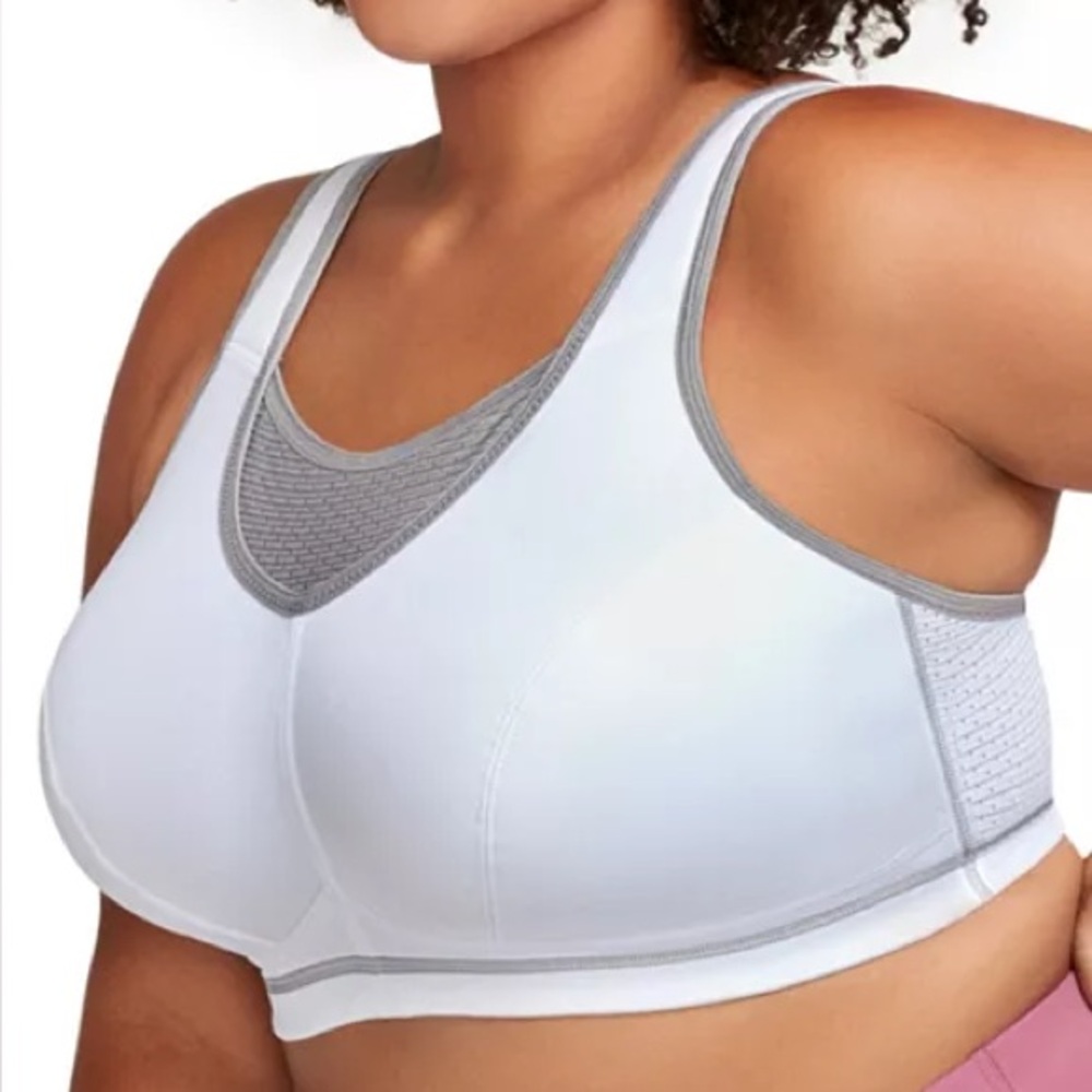 Glamorise Elite Sports Bra No Bounce White and Gray size 36F - Picture 3 of 8